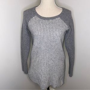 Athleta Sierra wool & cashmere blend tunic sweater gray crew neck size Medium